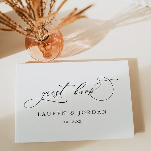 Elegant Calligraphy Script Photo Wedding Guest Book