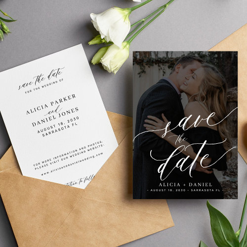 Elegant calligraphy script photo wedding  save the date
