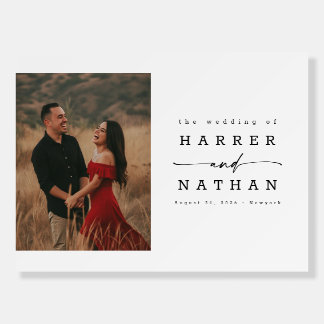 Elegant Calligraphy Script Photo Wedding Welcome Foam Board