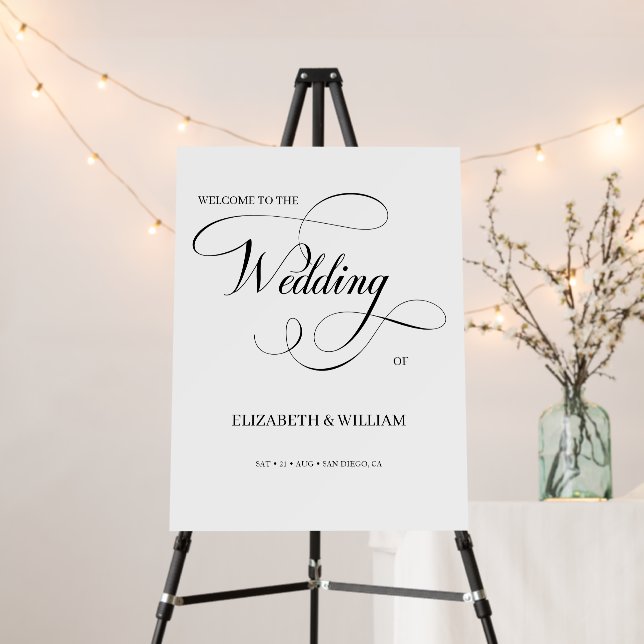 Elegant Calligraphy Script Photo Wedding Welcome Foam Board (In Situ (Stand))