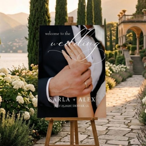 Elegant Calligraphy Script Photo Wedding Welcome Foam Board