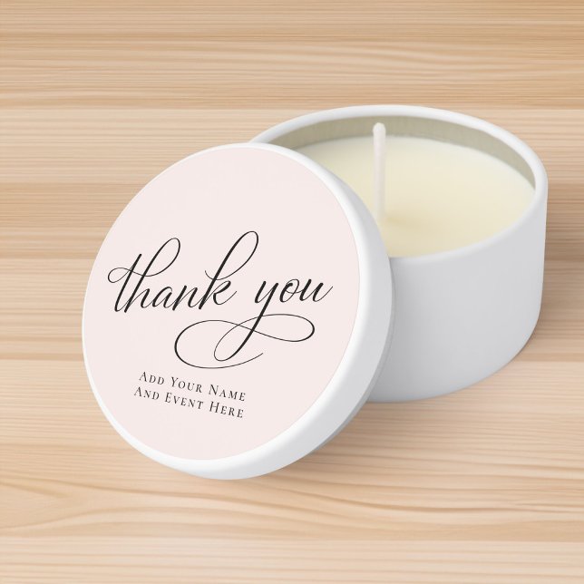 Elegant Calligraphy Script Pink Thank You Mini Candle Favors (Creator Uploaded)