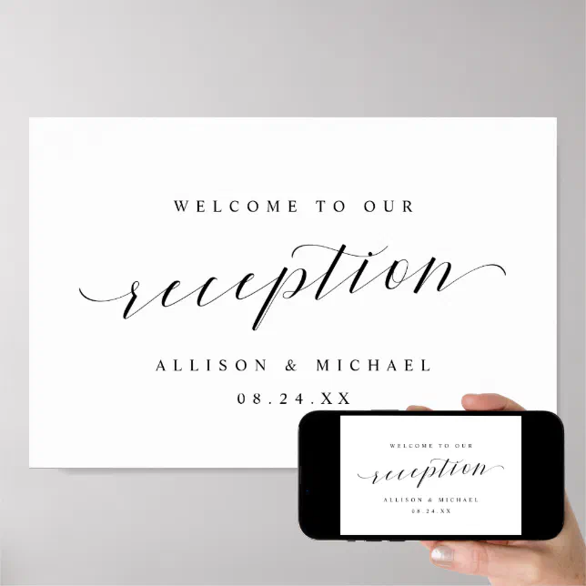 Elegant Calligraphy Script Reception Welcome Sign | Zazzle