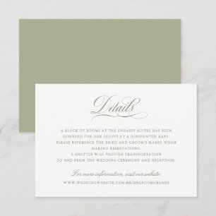 Elegant Calligraphy Script Sage Green Details Invitation