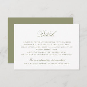 Elegant Calligraphy Script Sage Wedding Details Invitation