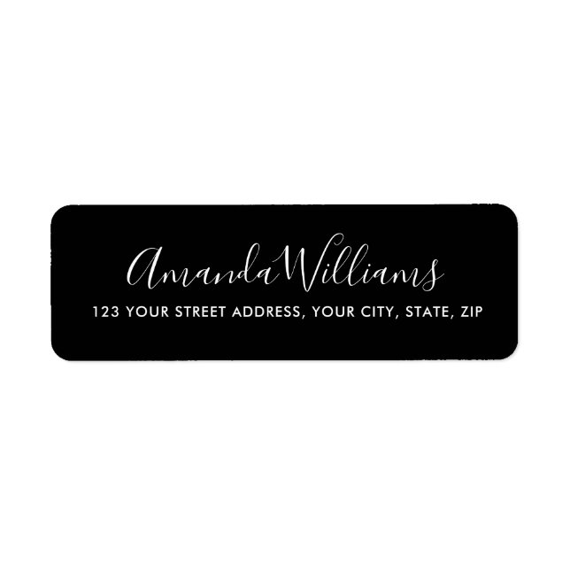 Elegant calligraphy script simple black address label (Front)