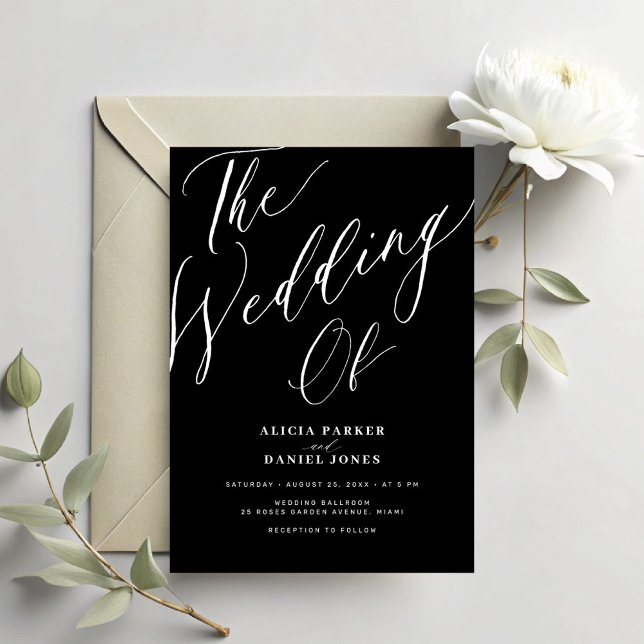 Elegant calligraphy script simple black wedding invitation (Creator Uploaded)