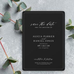 Elegant calligraphy script simple black wedding save the date