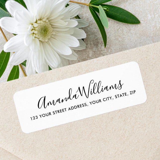 Elegant calligraphy script simple white address label (Elegant calligraphy script simple white address label)