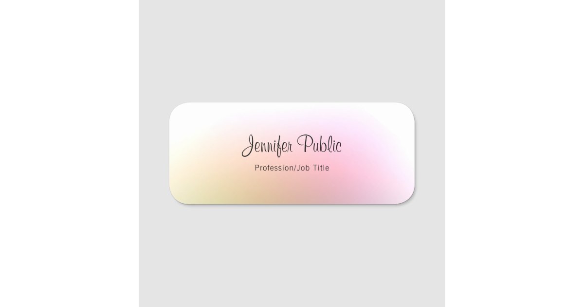 Elegant Calligraphy Script Text Colorful Template Name Tag | Zazzle