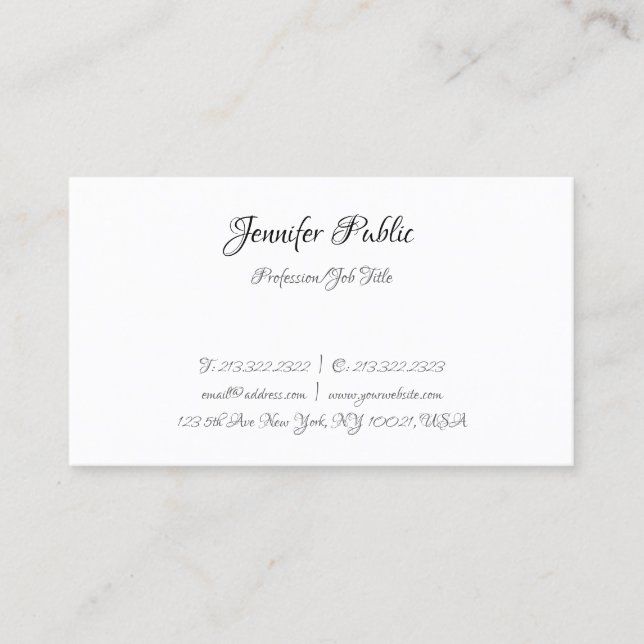 Elegant Calligraphy Script Text Modern Template Business Card (Front)