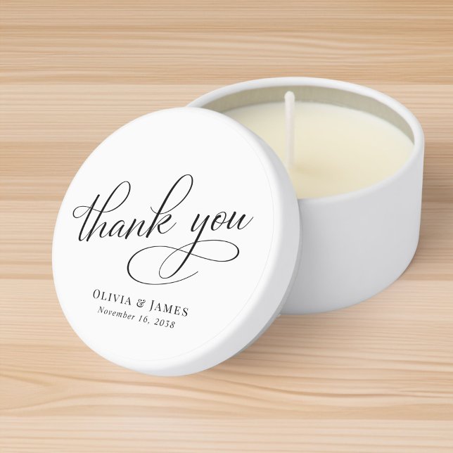 Elegant Calligraphy Script Thank You Wedding Mini Candle Favors (Creator Uploaded)