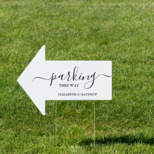 Elegant Calligraphy Script This Way Parking Arrow  Sign