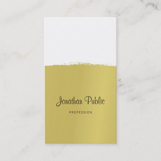 Elegant Calligraphy Script Trendy Gold Luxury Business Card (Front)