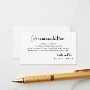 Elegant Calligraphy Script Wedding Accommodations Enclosure Card