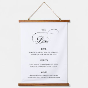 Elegant Calligraphy Script Wedding Bar Menu Hanging Tapestry