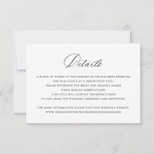 Elegant Calligraphy Script Wedding Details Insert Invitation