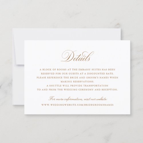 Elegant Calligraphy Script Wedding Details Insert  Invitation