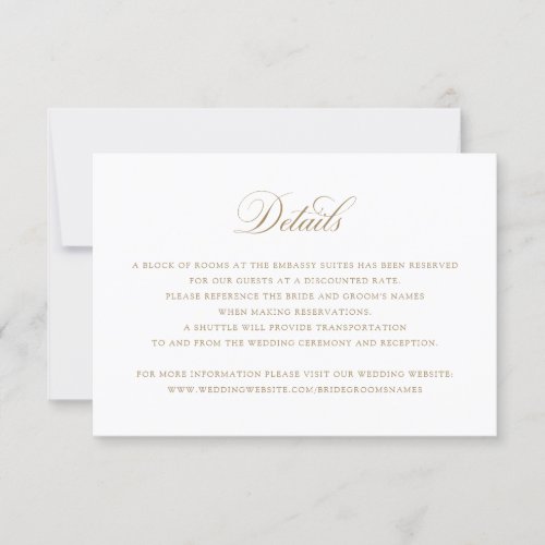 Elegant Calligraphy Script Wedding Details Insert  Invitation