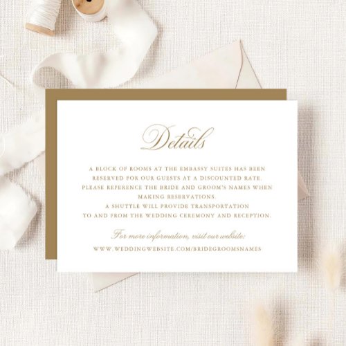 Elegant Calligraphy Script Wedding Details Insert  Invitation