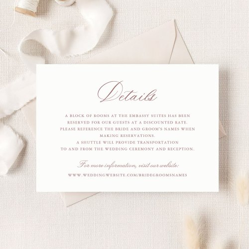 Elegant Calligraphy Script Wedding Details Insert Invitation