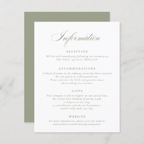 Elegant Calligraphy Script Wedding Information Invitation