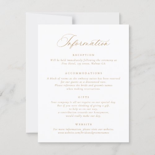 Elegant Calligraphy Script Wedding Information Invitation