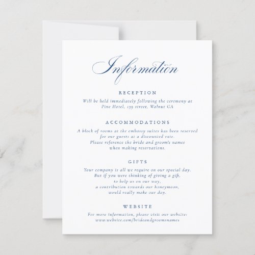 Elegant Calligraphy Script Wedding Information Invitation