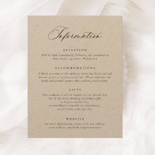 Elegant Calligraphy Script Wedding Information Invitation