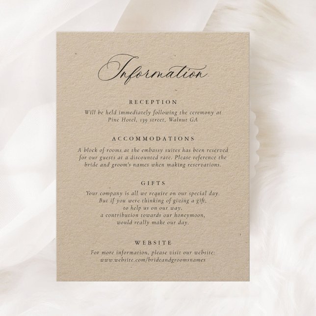 Elegant Calligraphy Script Wedding Information  Invitation (Creator Uploaded)