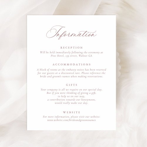 Elegant Calligraphy Script Wedding Information Invitation