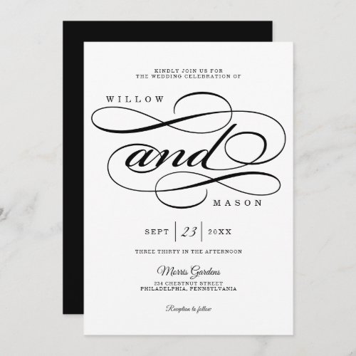 Elegant Calligraphy Script Wedding Invitation