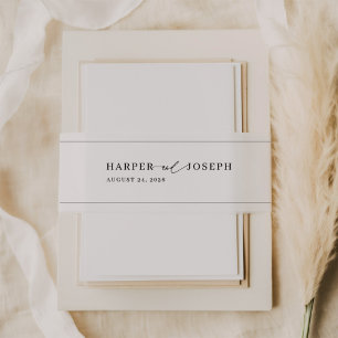 Elegant Calligraphy Script Wedding Invitation Belly Band