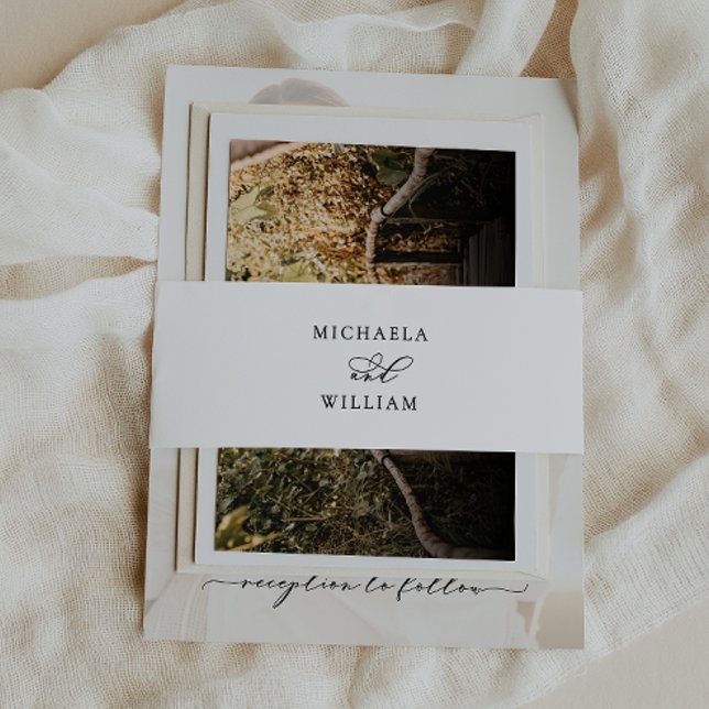 Elegant Calligraphy Script Wedding Invitation Belly Band (Creator Uploaded)