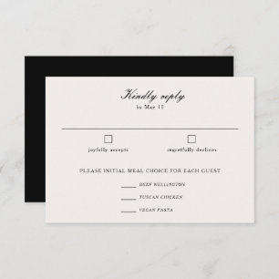 Elegant Calligraphy Script Wedding Meal Choice RSVP Card