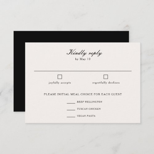 Elegant Calligraphy Script Wedding Meal Choice  RSVP Card