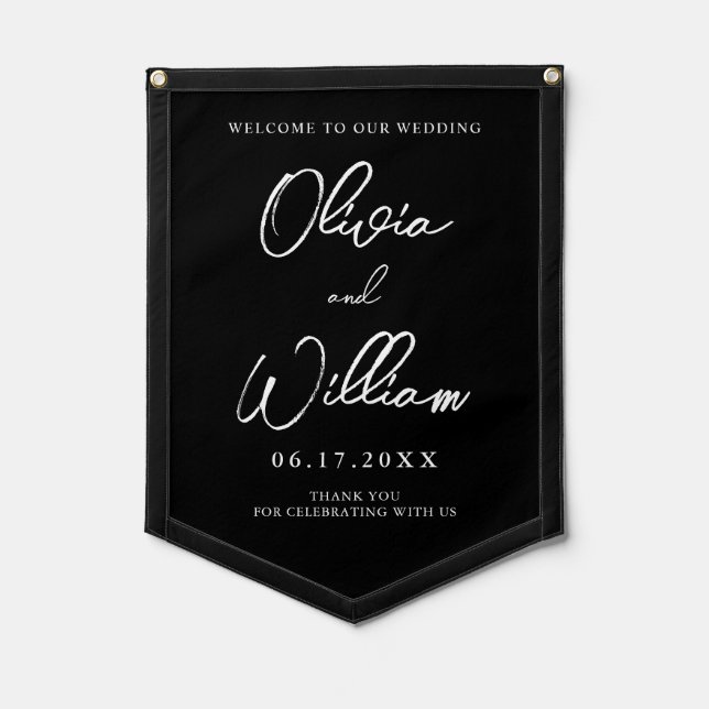 Elegant Calligraphy Script Wedding Pennant (Front)