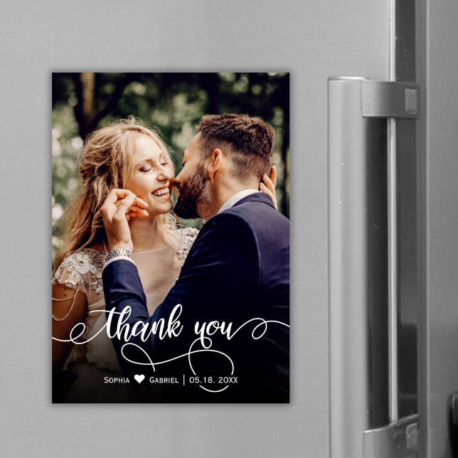 Elegant Calligraphy Script Wedding Photo Thank You (Creator Uploaded)