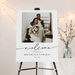 Elegant Calligraphy Script   Wedding Photo Welcome Foam Board