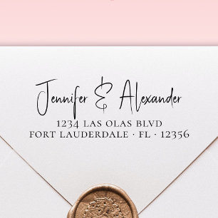 Elegant Calligraphy Script Wedding Return Address Self-inking Stamp