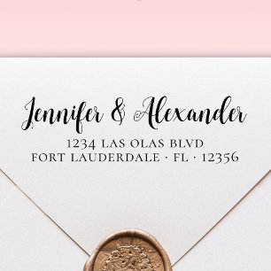 Elegant Calligraphy Script Wedding Return Address Self-inking Stamp