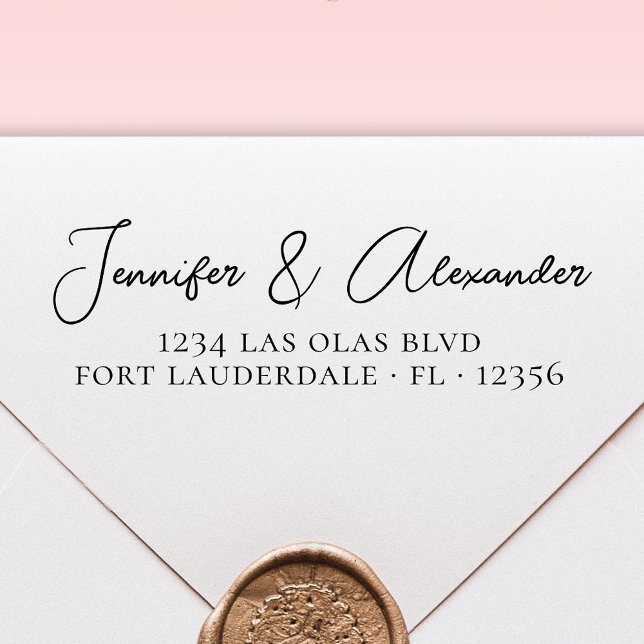 Elegant Calligraphy Script Wedding Return Address  Self-inking Stamp (Creator Uploaded)