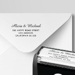Elegant calligraphy script wedding return address self-inking stamp<br><div class="desc">Elegant script family return address ink stamp with a modern chic look.       Ideal for weddings,  as wedding gift,  housewarming or for holiday seasonal mailings.</div>