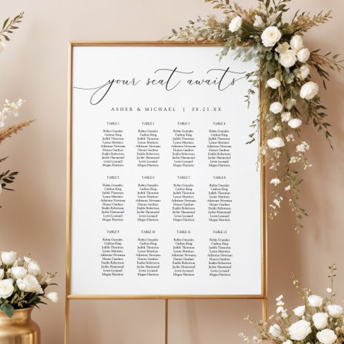 Elegant Calligraphy Script Wedding Seating Poster