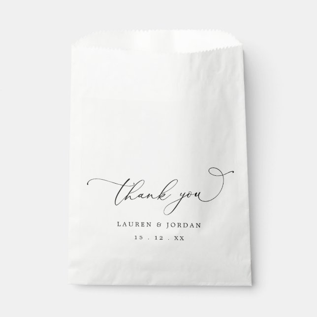 Elegant Calligraphy Script Wedding Thank You  Favor Bag (Front)