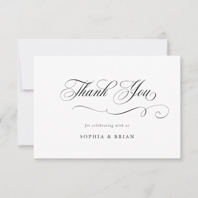 Elegant Calligraphy Script Wedding Thank You Invitation (Front)