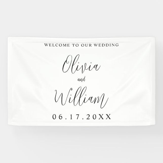 Elegant Calligraphy Script Wedding Welcome Banner (Horizontal)