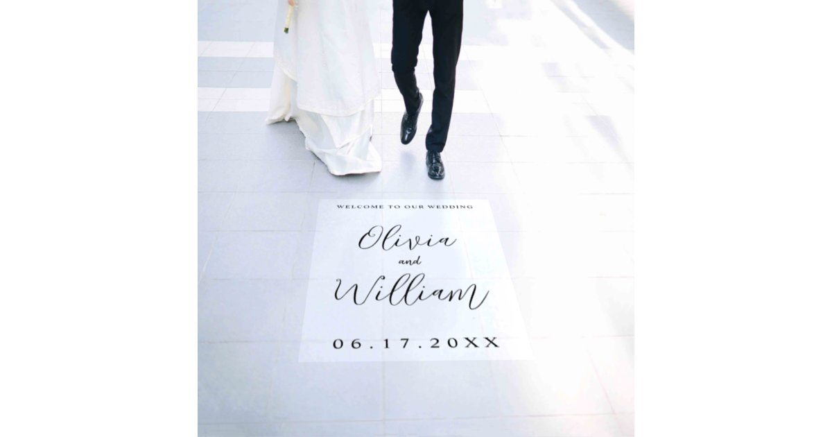 Elegant Calligraphy Script Wedding Welcome Floor Decals | Zazzle