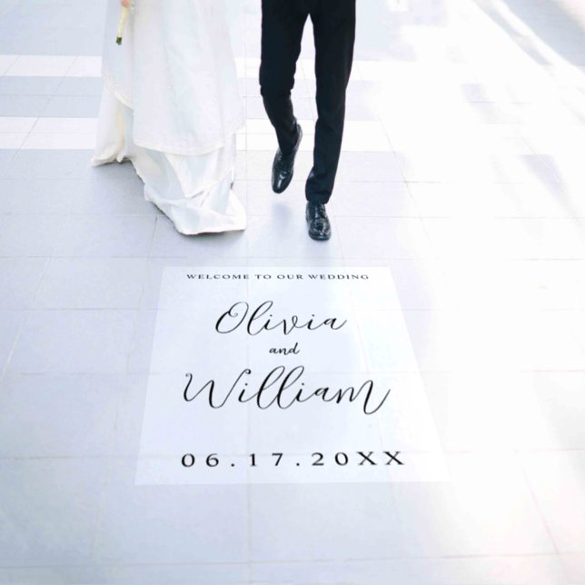 Elegant Calligraphy Script Wedding Welcome Floor Decals (Wedding)