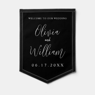 Elegant Calligraphy Script Wedding Welcome Pennant
